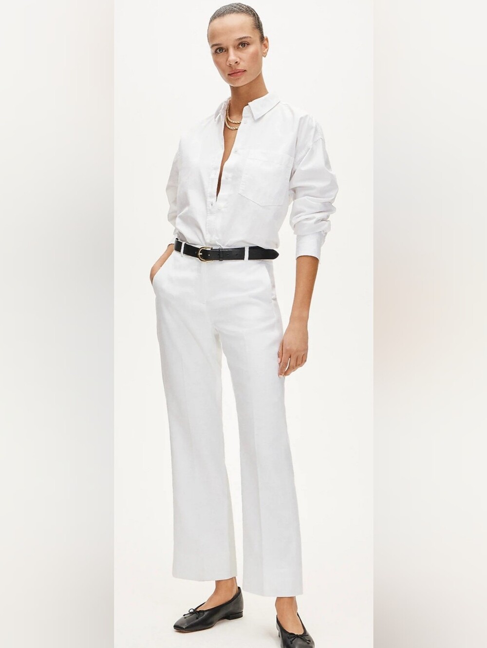 J.Crew Women’s Size 10 White Linen Blend Wide Leg Ankle Pants Trousers NWT